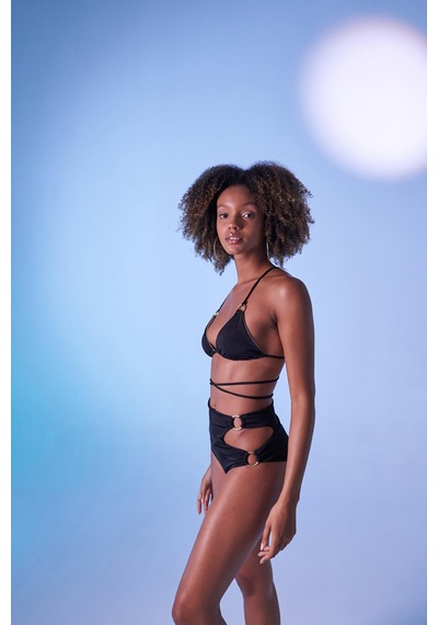 Holly Lolly Yüksek Bel Aksesuar Detaylı Delphi Bikini Altı Siyah