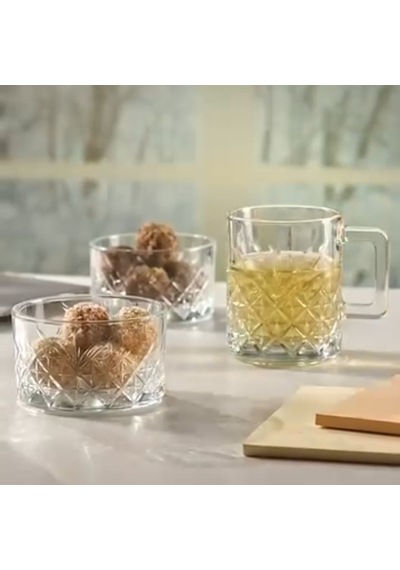 Paşabahçe Timeless Kupa Çerez Takımı- 4 Fincan & 4 Çerezlik