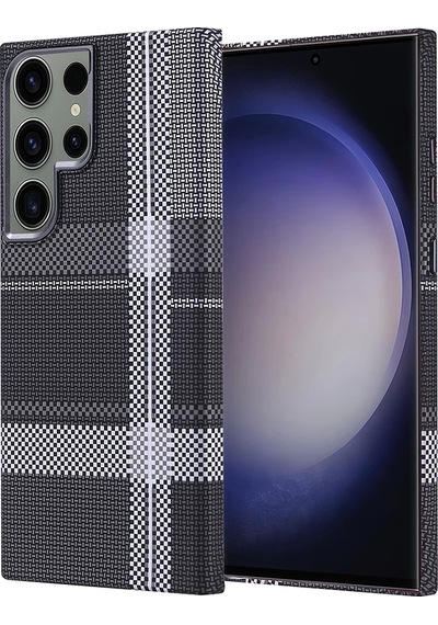 Galaxy Uyumlu S23 Ultra Kılıf M-safe Şarj Özellikli Karbon Fiber Görünümlü Zore Nekst Kapak Gri-siyah