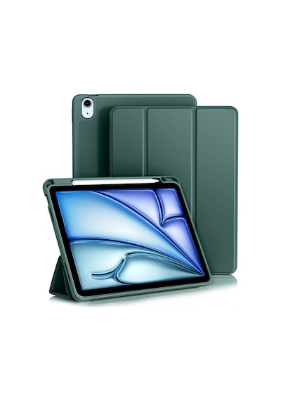 Apple Uyumlu iPad Air 11 İnç M2 2024 Kılıf Pen Slot Charging Case Kalem Bölmeli A2902 A2903 A2904 Kapaklı Kılıf