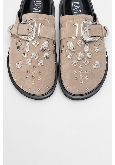 Luvishoes Luvi Shoes Maril Bej Süet Hakiki Deri Kemerli Tokalı Burnu Kapalı Kadın Terlik Bej Luvishoes Luvi Shoes Maril Bej Süet Hakiki Deri Kemerli Tokalı Burnu Kapalı Kadın Terlik Bej