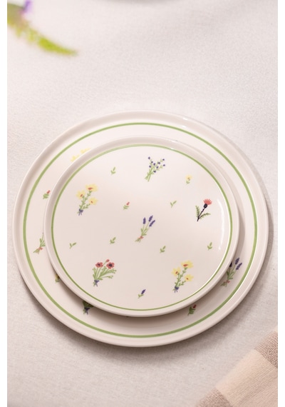 Rakle Botanical Seramik 4'lü Pasta Tabağı Seti 20 Cm Renkli