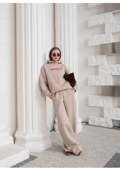 Fonna Fashion Esf-2912 Bayan Eşofman Takım Kapşonlu Bej