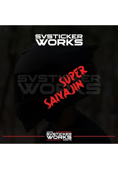 Super Saiyajin Yazılı Kask Sticker Tüm Kasklar Uyumlu Tek Yön 1 Adet Kırmızı