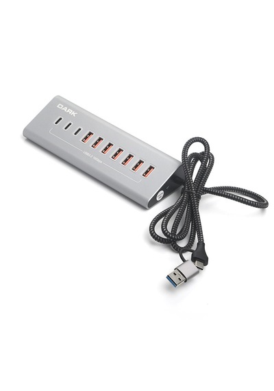 Dark 10 Port Usb 3.2 Gen2 Hub, 7x Usb-a, 3x Type-c, 10gbps, Adaptörlü Çoklayıcı Dk Ac Usb372