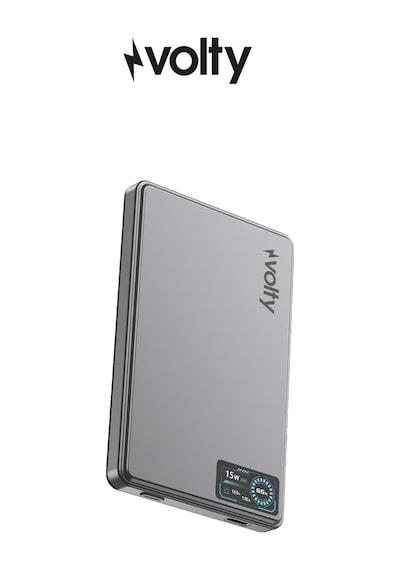 Magsafe Powerbank 5000 Mah 15w Kablosuz, 20w Pd Hızlı Şarj, Dijital Ekran, 115g V0601001 Gri