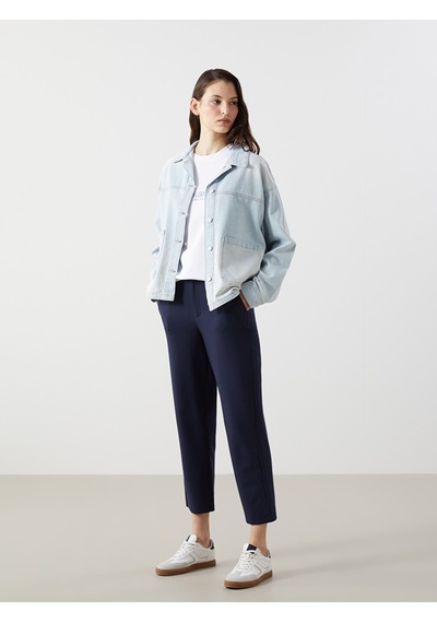 Lcw Vision İndigo Oversize Kadın Jean Gömlek Ceket