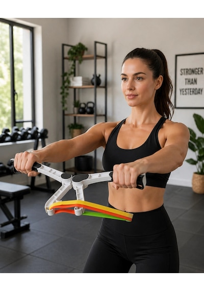 Direnç Bantlı Kol Göğüs Omuz Egzersiz Aleti Evde Fitness Seti Çok Renkli