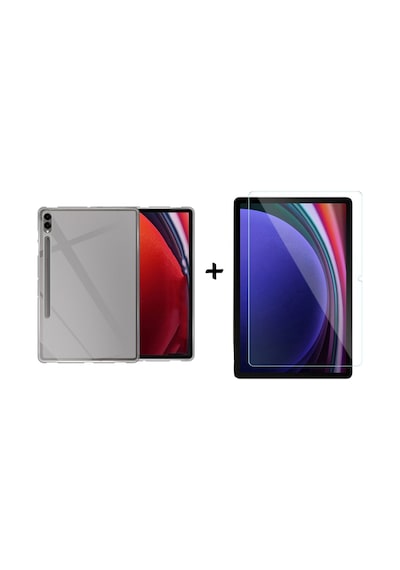 Forzacase Samsung Galaxy Tab Uyumlu S7 Plus 12.4 İçin Silikon Kılıf + Temperli Cam Ekran Koruyucu - Fc013 Şeffaf
