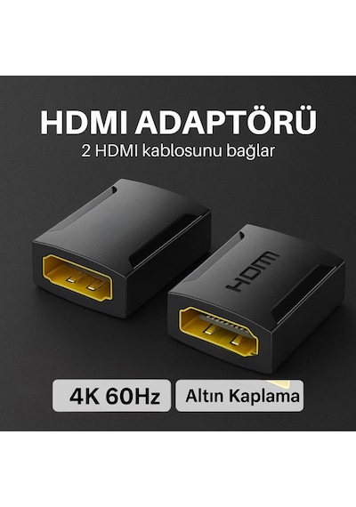 Essager Altın Kaplama 4k 60hz Hdmı To Hdmı Çevirici Hdmı Uzatma Ekleme Aparatı Hdmı Birleştirme Aparatı -