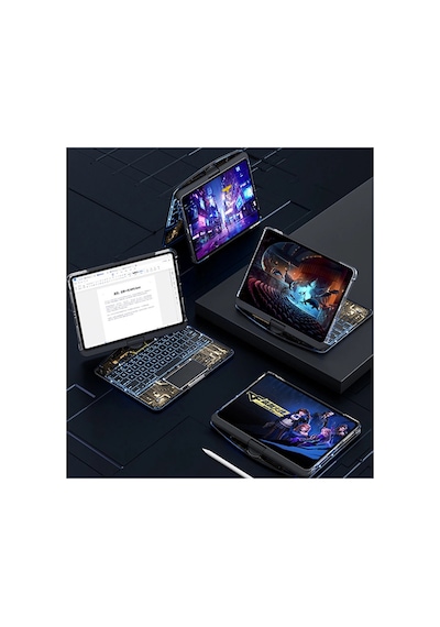 Jp11 İpad Uyumlu - Pro 11 2022 Kılıf Vales Dönen Ledli Klavyeli Tablet Kılıfı - Siyah - 100 Diğer