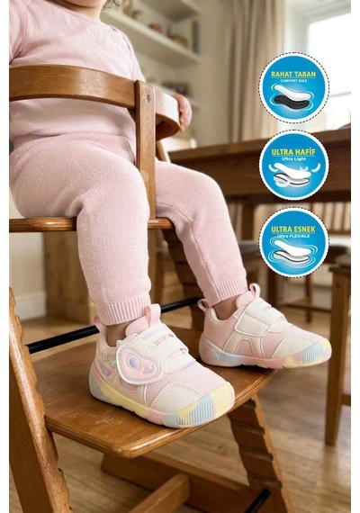 Marcokids Beyaz-pudra Cırtlı Fileli Hafif Anatomik Bebek İlk Adım Ayakkabı 26y701 Beyaz - Pudra