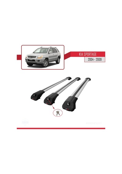 Kia Sportage 2004-2009 Arası İle Uyumlu Ace-1 Ara Atkı Tavan Barı Gri 3 Adet Bar