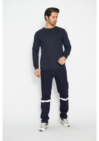 Mervem Uzun Kol Sıfır Yaka Sweatshirt Lacivert