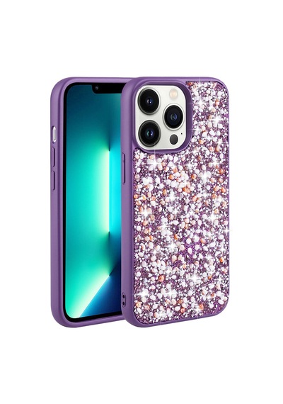 Zore Apple iPhone 12 Pro Max Uyumlu Parlak Taşlı Tasarım Omsy Linea Kılıf-derin Mor