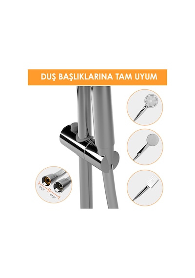 Aqua Bagno Ultra Flex Duş Spiral Hortumu - 150 Cm. Krom