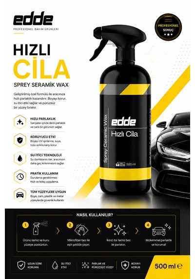 Edde Araba Araç Oto Hızlı Cila 500 Ml Oto Detailing
