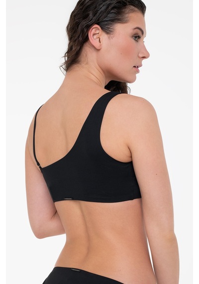 Calvin Klein One Shoulder Bralett Siyah Kadın Bikini Üstü
