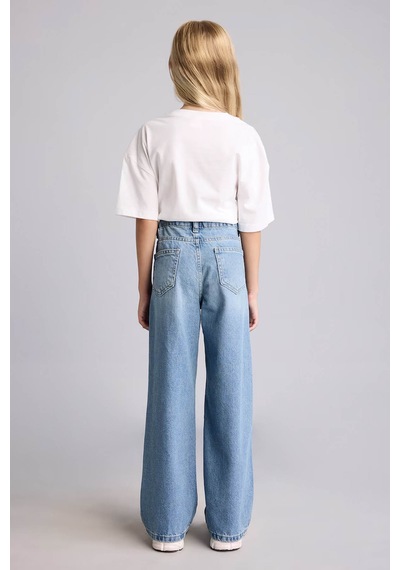 Defacto Straight Wide Açık Mavi Kız Çocuk Jean Pantolon I4477a8/nm39
