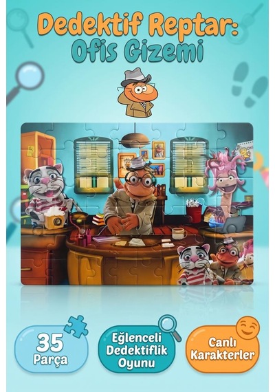 Dedektif Reptır 35 Parça Ofis Temalı Çerçeveli Eğitici Ve Eğlenceli Oyuncak Puzzle