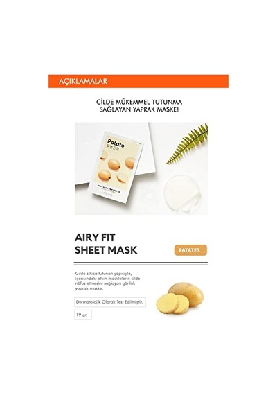 Mıssha Airy Fit Patates Özlü Aydınlık Görünüm Sunan Yaprak Maske 1ad Airy Fit Sheet Mask Potato