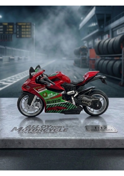 1:12 Ölçek Alloy Model Metal Motorsiklet Sesli Ve Işıklı Yarış Canavarı Oyuncak Motor Kırmızı Kırmızı