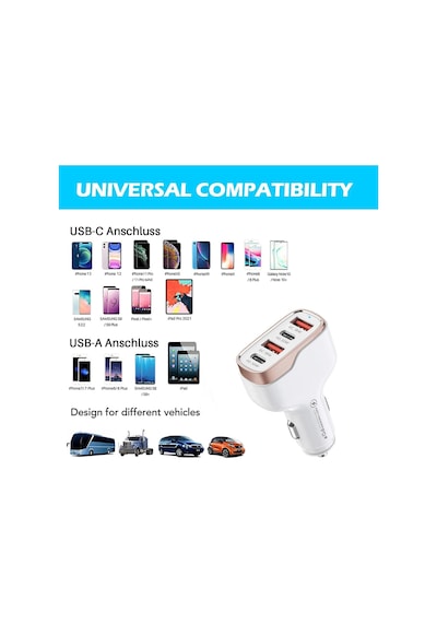 Mt36 4 Portlu Type-c Usb Araç Hızlı Şarj Çakmaklık Adaptörü Toplamda 96w Şarj Gücü Qc 3.0 18w Pd 30w Turbo Ş