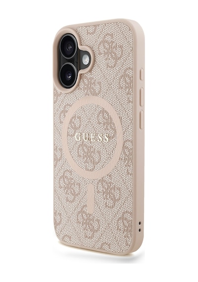 Apple iPhone 16 Plus Uyumlu Kılıf Guess Lisanslı M safe Bilek Askı İpli Yazı Logolu Kapak Pembe