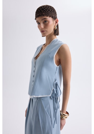 Mai Collection Mai Studios Co. Shonas Bağcık Detay Mavi Yelek Pantolon Takım mavi