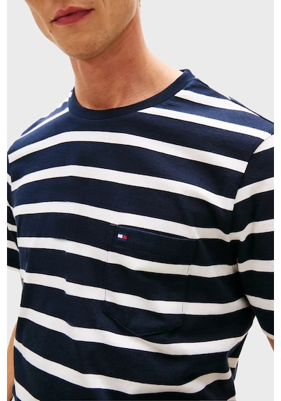 Tommy Hilfiger Erkek T Shirt Mw0mw41378 0bc Lacivert-beyaz Lacivert - Beyaz