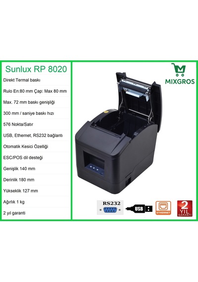 Sunlux Rp8020 Termal Adisyon Fiş Rulosu Yazıcısı
