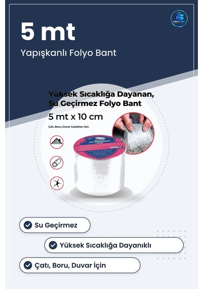 Folyo Tamir Bandı Su Geçirmez Yüksek Sıcaklığa Dayanıklı Çatı Bor