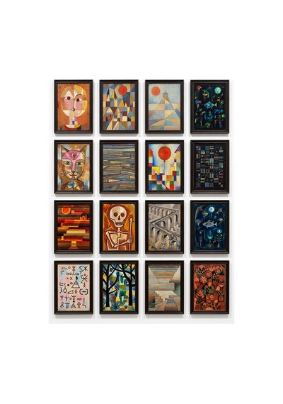 Paul Klee Tabloları 16'lı Sticker Seti Laptop Defter Planlayıcı Etiket Çok Renkli