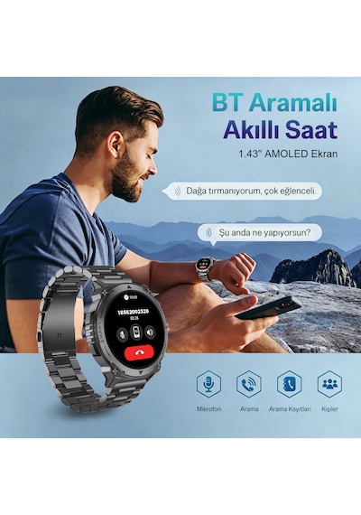Bix SW05 Metal Çerçeveli 1.43 Amoled Ekran Akıllı Saat (Distribütör Garantili)