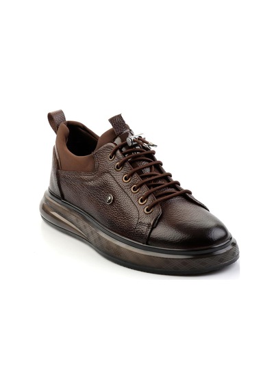 Bambi Kahve Hakiki Deri Erkek Sneaker E01401082240 Kahve