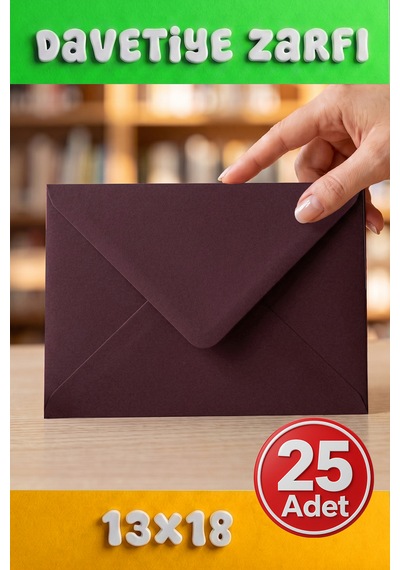25 Adet 13x18 Cm Premium Kalite Davetiye Zarfı Bordo