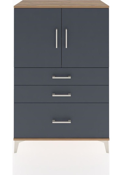 Hyperion Dolap 2 Raflı 3 Çekmeceli 2 Kapaklı 88x44x134 Çam-antrasit Atlas Çam