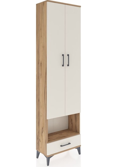 Arges Dolap 4 Raflı Tek Çekmeceli Tek Askılı 60x30x221 Çam-ay... Çam