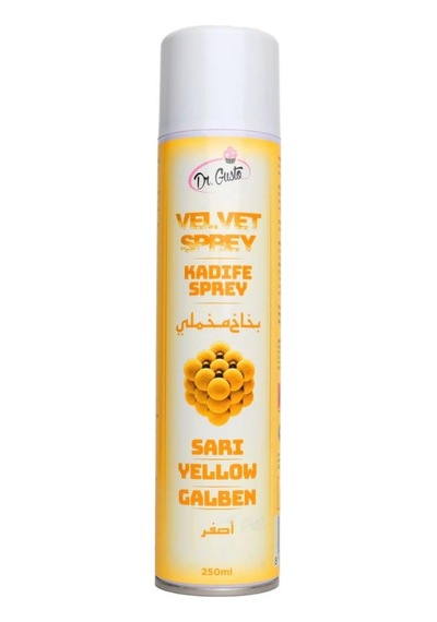 Sarı Kadife Sprey Pasta Boyası 250 Ml Pasta, Mousse, Tatlı Ve Şekerleme Kaplama Spreyi