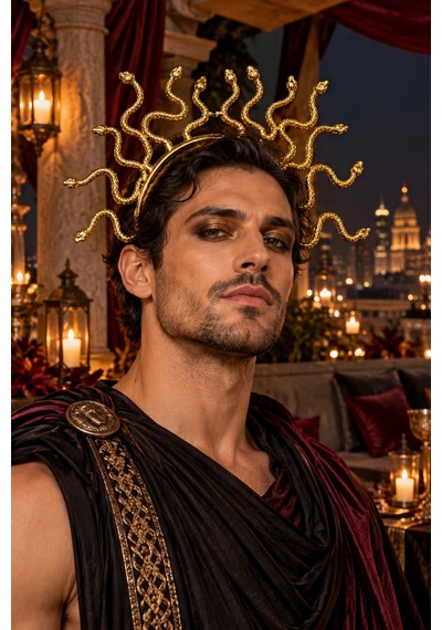 Halloween Gold Medusa Yılan Figürlü Saç Tacı Cadılar Bayramı Kostüm Partileri İçin Baş Aksesuarı