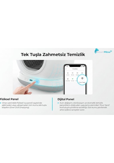 Sce001 Akıllı Otomatik Kedi Tuvaleti 75 Litre Hazneli, Kendi Kendini Temizleyen, Koku Önleyici Özelikli Kedi Kumu Kabı 2 Yıl Garantili