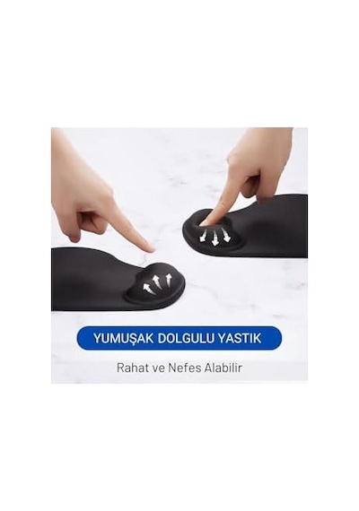 Ergopad Bilek Destekli Ergonomik Kaymaz Taban Mouse Pad, Masa Pedi Siyah