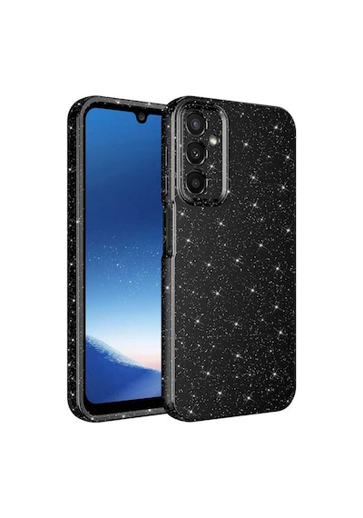 Samsung Uyumlu Galaxy A25 Kılıf Kamera Korumalı Simli Lüks Koton Kapak Siyah