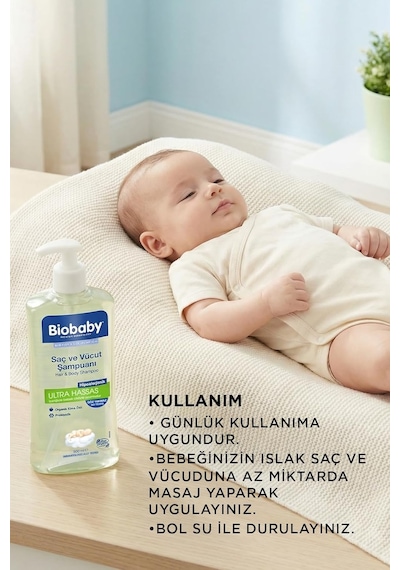 Biobaby Ultra Hassas Bebek Şampuanı Saç Ve Vücut İçin, Organik Elma Özlü-3'lü Set 500 Ml X 3
