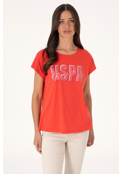 U.S. Polo Assn. Kadın Kırmızı Bisiklet Yaka Tişört 50299764-VR213