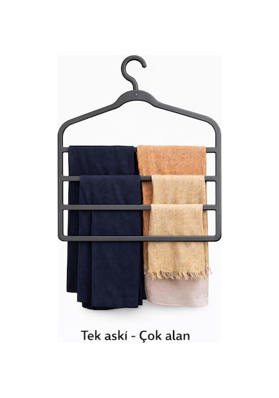 Plastik 4 Katlı Askı Organizer - Yer Tasarruflu Askı Plastik Gri Tr Diğer