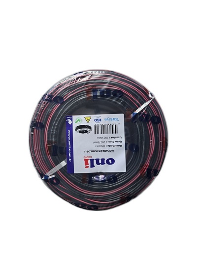 2x0.75 Mm Hoparlör Ve Led Kordon Kablosu 100 Metre Siyah Kırmızı