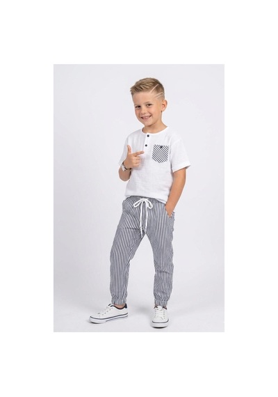 Unify Brand Erkek Çoçuk 4-12 Yaş Keten 2 Li Takım Siyah-beyaz
