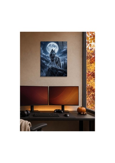 Bozkurt Ve Dolunay A3 Metal Poster Gri Kurt, Ay Işığı Ve Dağ Manzaralı Dekoratif Duvar Tablosu Çok Renkli - 938038119 Çok Renkli - 938038119 Çok Renkli