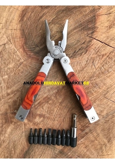 Özs Çakı Pense Seti Avcı Kampçı Pense Bıçak Seti Tornavida 20 Pcs Kahverengi